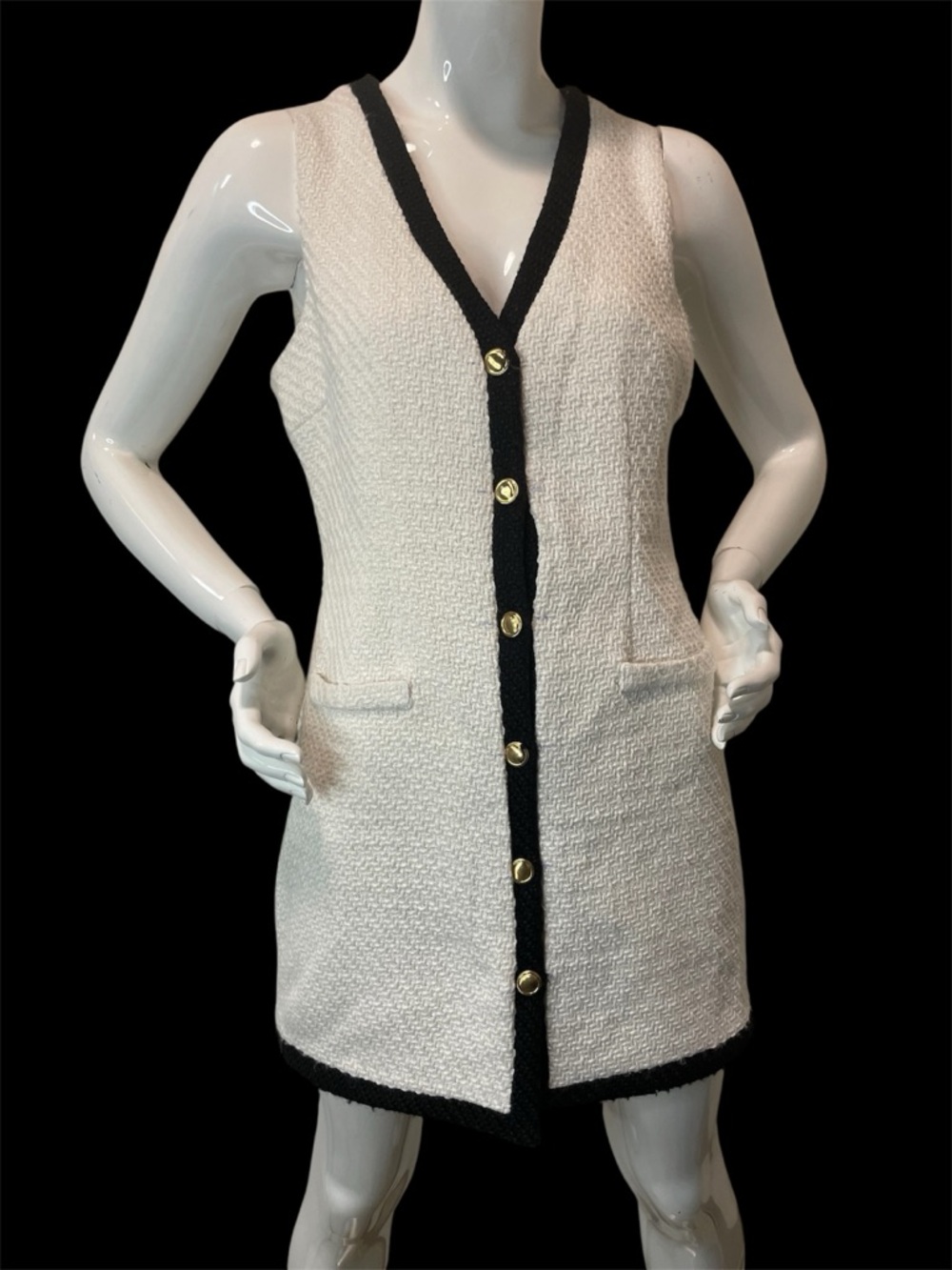 BeBop Ivory Dress with Black Trim